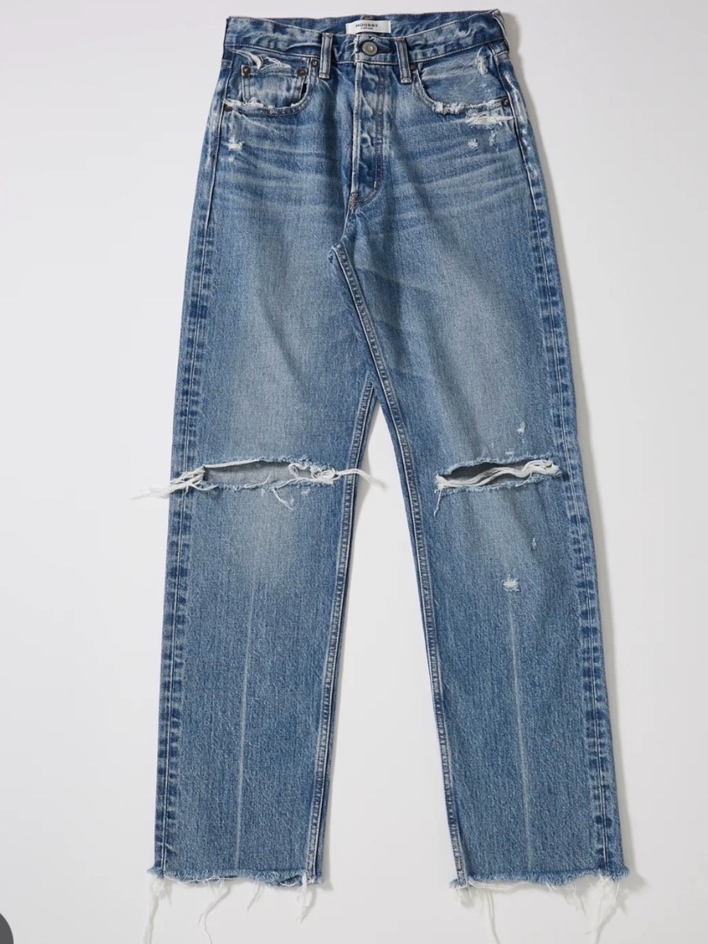 Moussy Vintage MV Viola Wide Straight Button Fly Jean Distressed Size 31